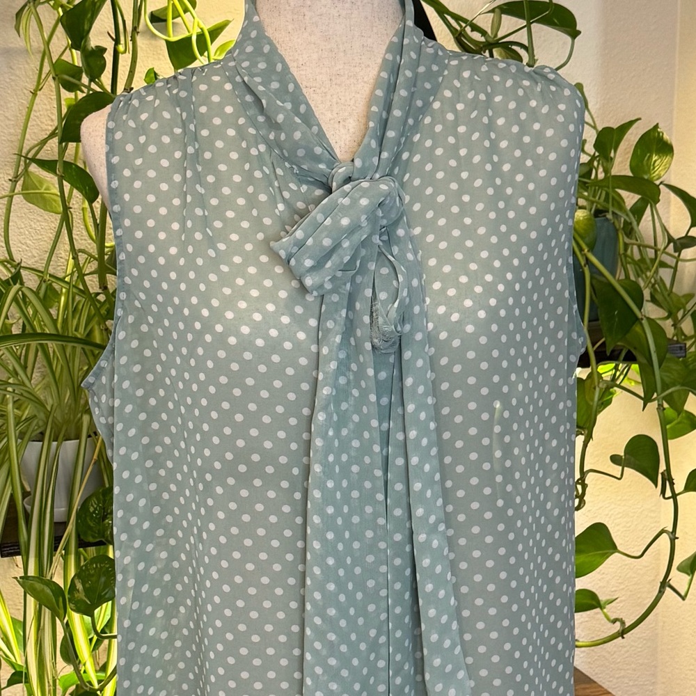 New York & Company Polka Dot Blouse - Light Blue - Picture 3 of 7